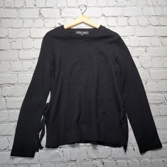 Proenza Schouler Wool Blend Black Tie Side Accent Sweater Top Size L - Picture 1 of 14